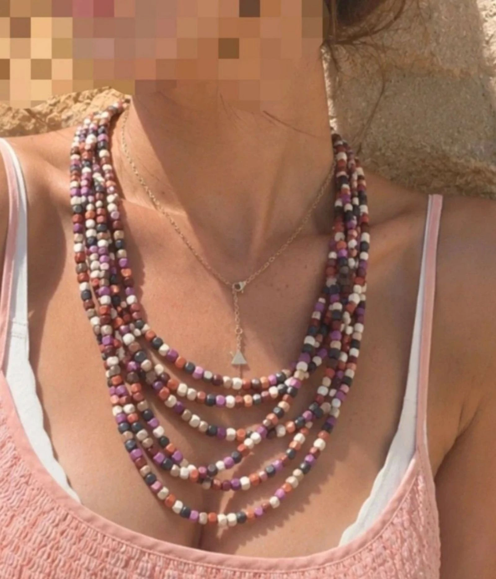 Wooden Necklace. Multiple Wraps. Multicolor – photo 2